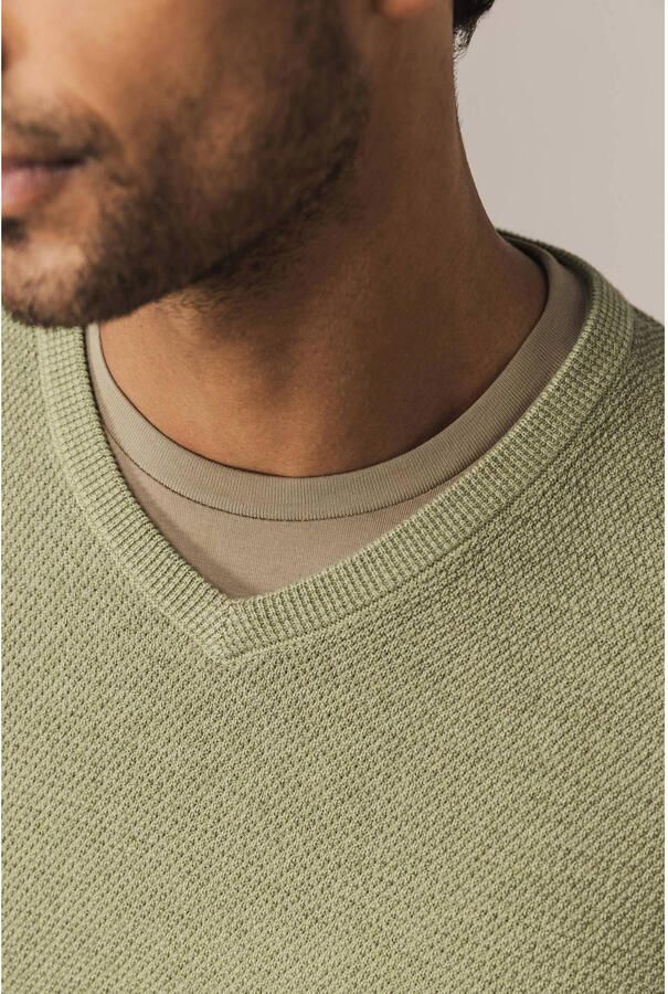 State Of Art Sweater Trui Structure V-Neck Groen - Foto 2