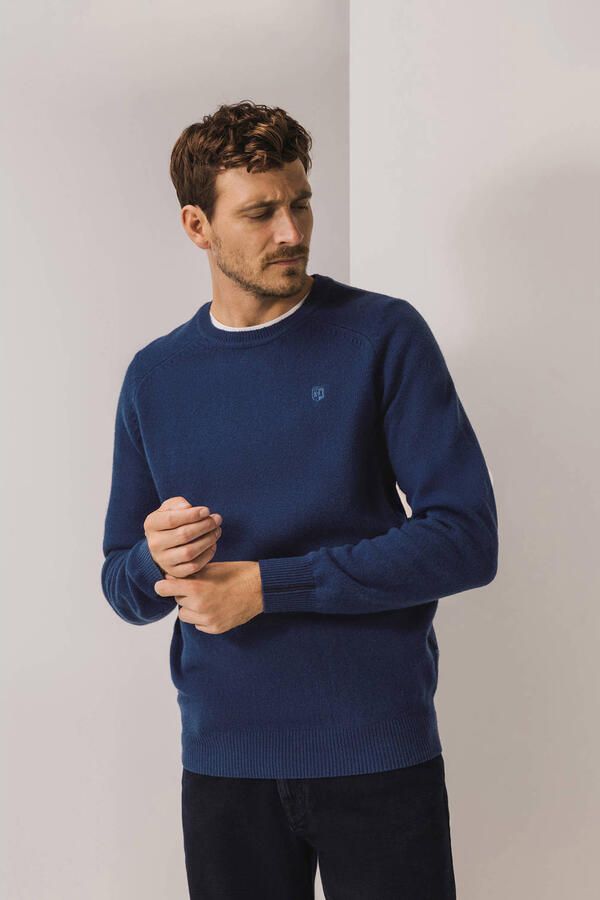 State of Art gebreide trui met wol blauw