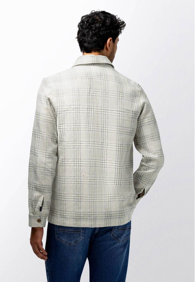 State of Art geruit overshirt met linnen ecru - Foto 3