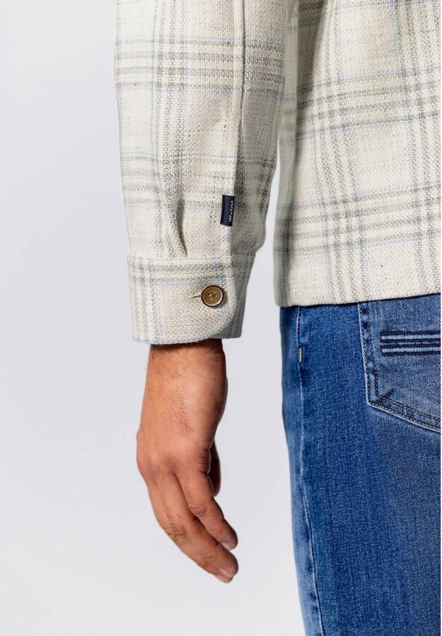 State of Art geruit overshirt met linnen ecru - Foto 2