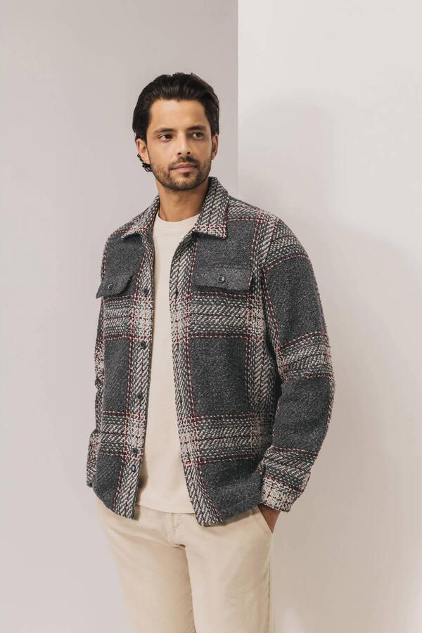 State of Art geruite overshirt grijsgroen