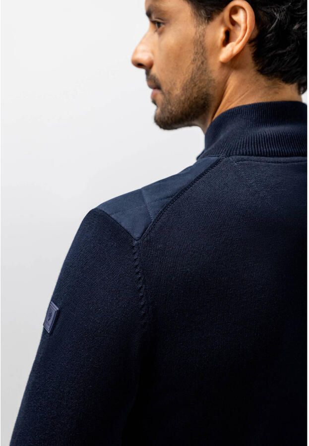 State of Art katoenen gebreid quilted vest donkerblauw - Foto 2