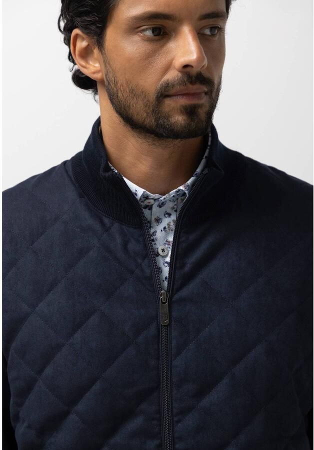 State of Art katoenen gebreid quilted vest donkerblauw - Foto 2