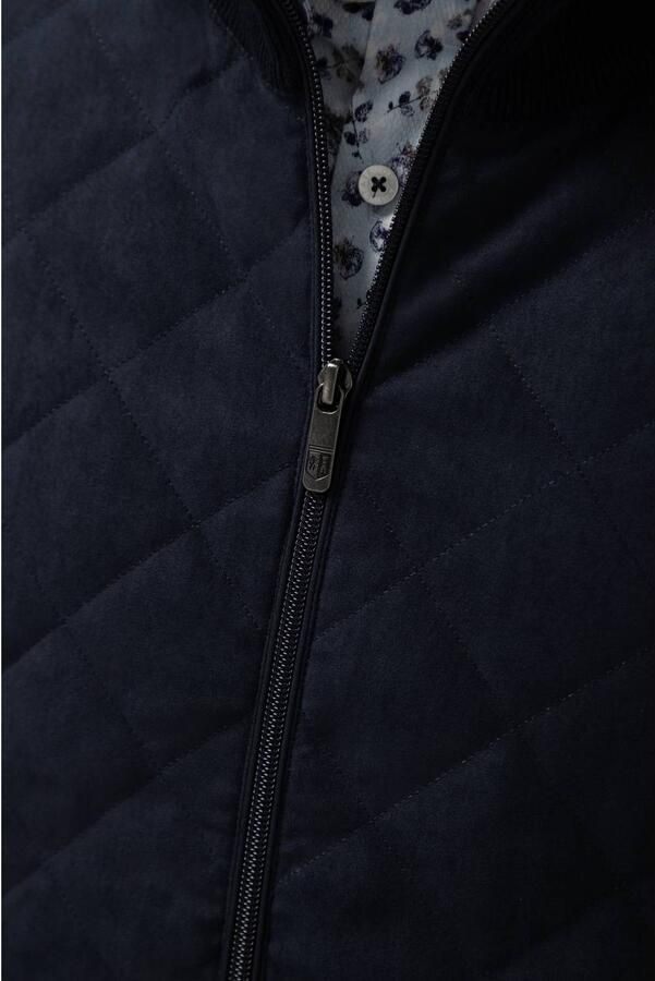 State of Art katoenen gebreid quilted vest donkerblauw - Foto 3