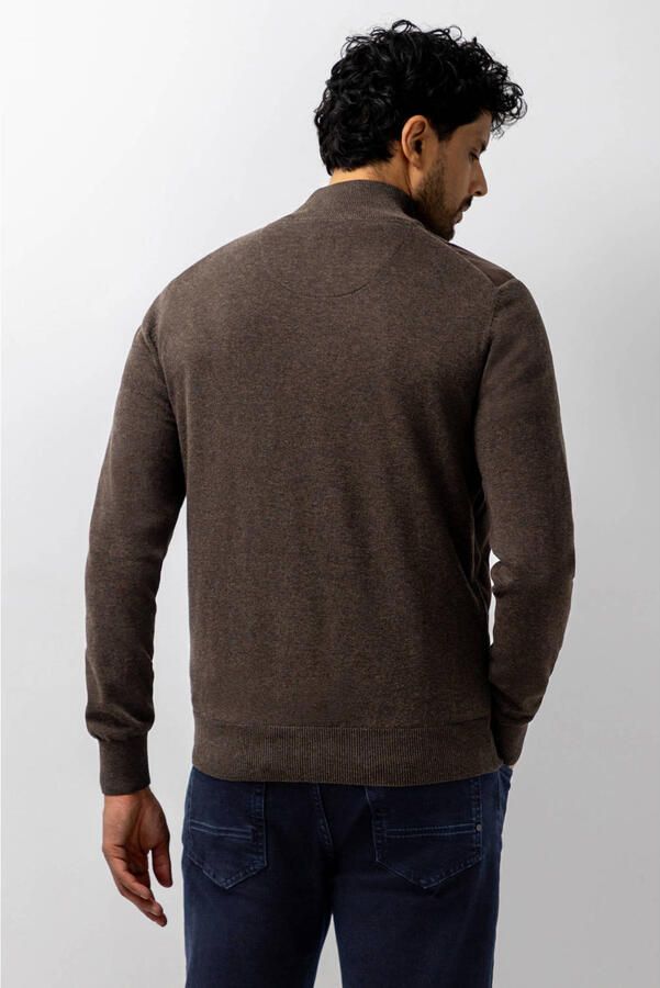 State of Art katoenen gebreid quilted vest donkerbruin - Foto 3