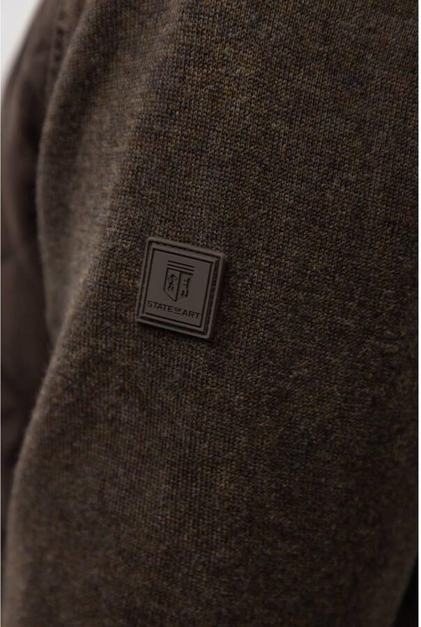State of Art katoenen gebreid quilted vest donkerbruin - Foto 2