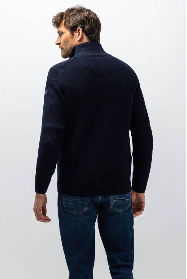 State of Art katoenen gebreid vest donkerblauw - Foto 3