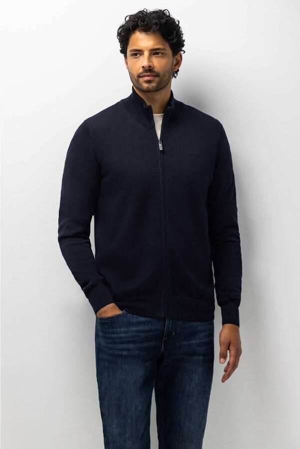 State of Art katoenen gebreid vest donkerblauw
