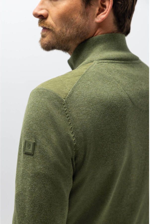 State of Art katoenen quilted gebreid vest mosgroen - Foto 2