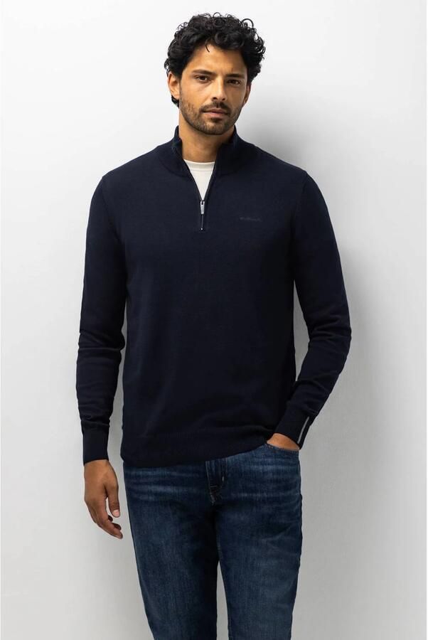 State of Art katoenen regular fit gebreide trui donkerblauw