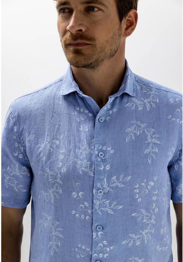 State of Art regular casual overhemd met linnen blauw - Foto 3