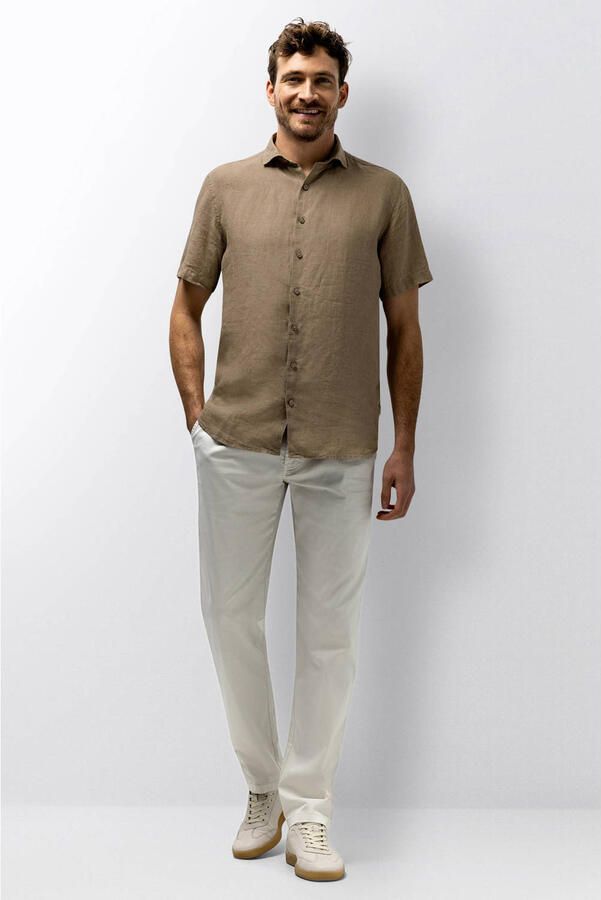 State of Art regular casual overhemd met linnen lichtbruin - Foto 3