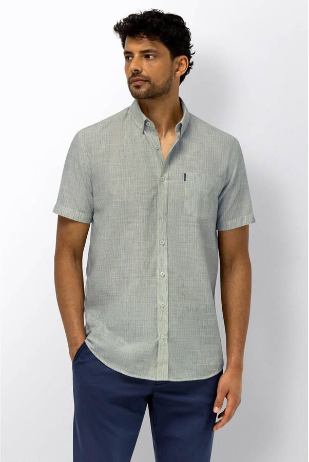 State Of Art Overhemd Korte Mouw Short Sleeve Shirt Faux Stripe Jade