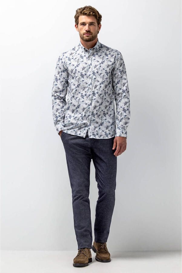 State of Art regular fit casual overhemd met print grijsblauw midnight - Foto 3
