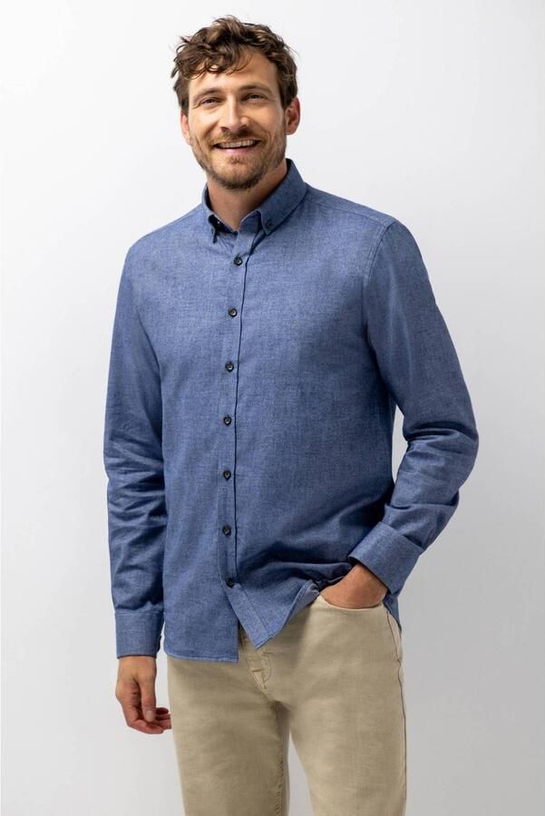 State of Art regular fit casual twill overhemd dark-blue white