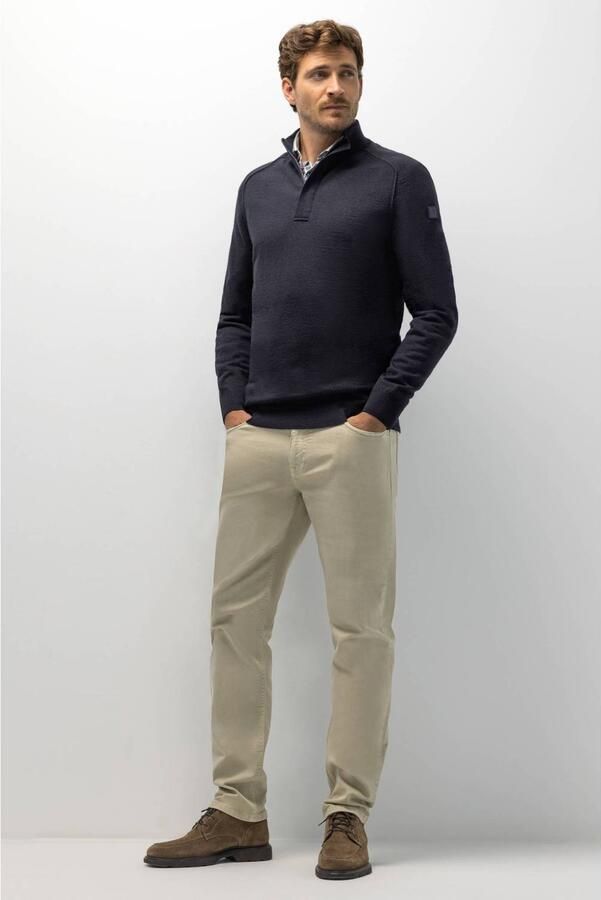 State of Art regular fit gebreide trui met wol donkerblauw - Foto 3