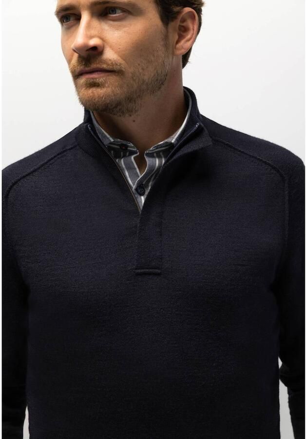 State of Art regular fit gebreide trui met wol donkerblauw - Foto 2