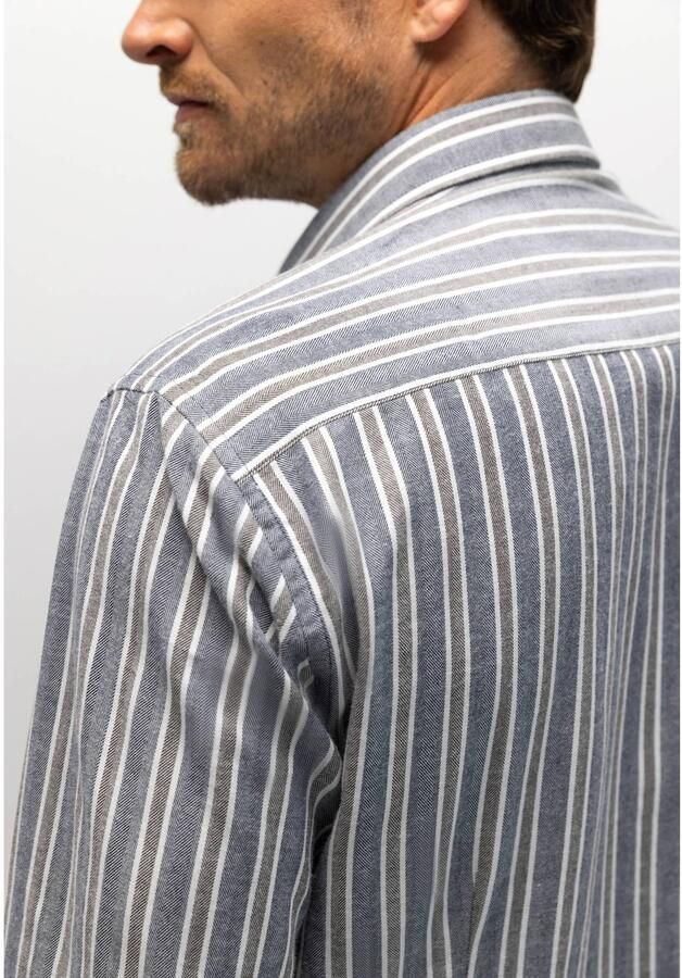 State of Art regular fit gestreept overhemd dark-blue dark-brown - Foto 3