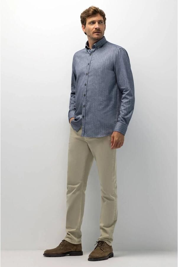 State of Art regular fit overhemd met krijtstreep dark-blue white - Foto 3