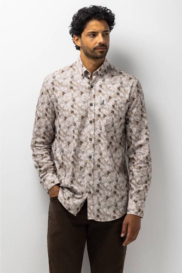 State Of Art Overhemd Lange Mouw Overhemd Flower Print Bruin