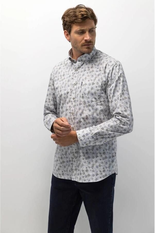 State of Art regular fit overhemd met print midnight grey blue