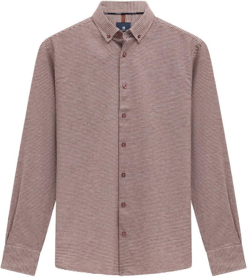 State of Art regular fit pied-de-poule overhemd donkerrood wit