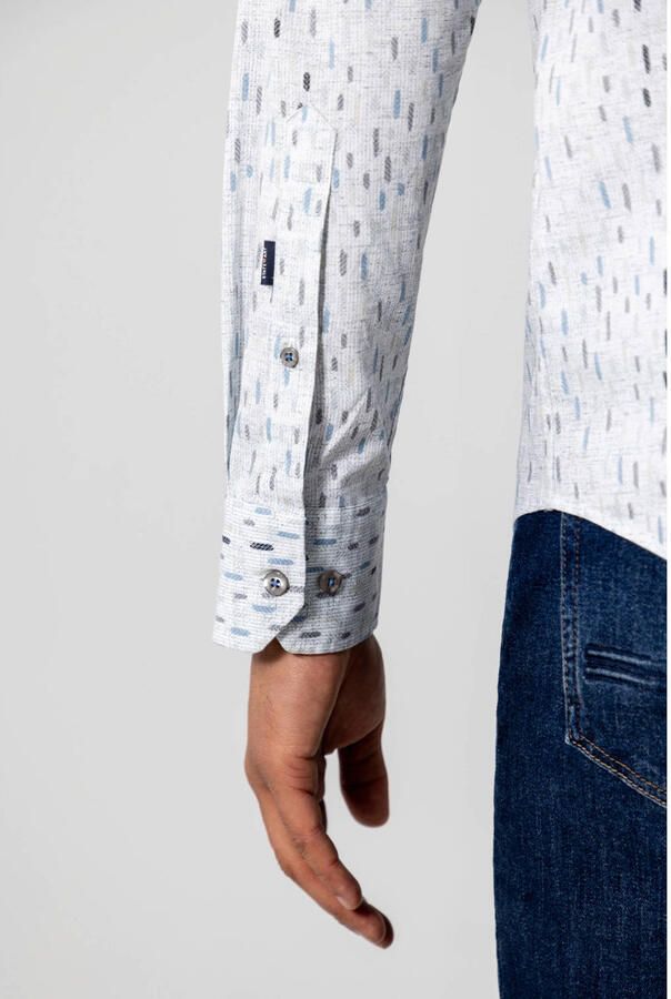 State of Art regular fit poplin overhemd met print grijsblauw donkerblauw - Foto 2