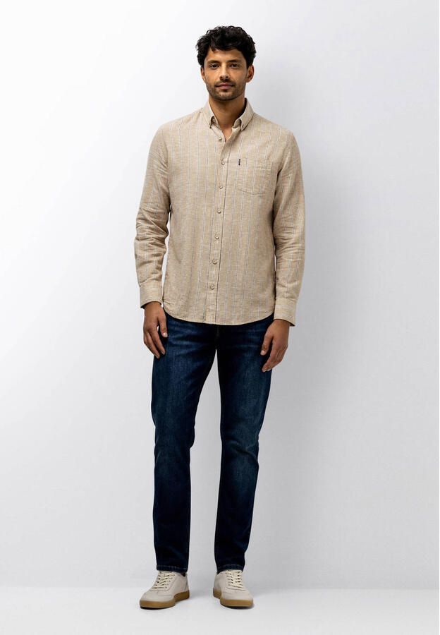 State of Art regular gestreepte casual overhemd met linnen beige - Foto 3