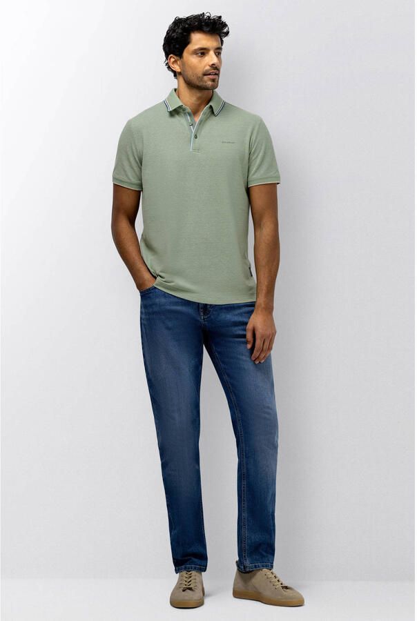 State of Art regular polo met linnen groen - Foto 2