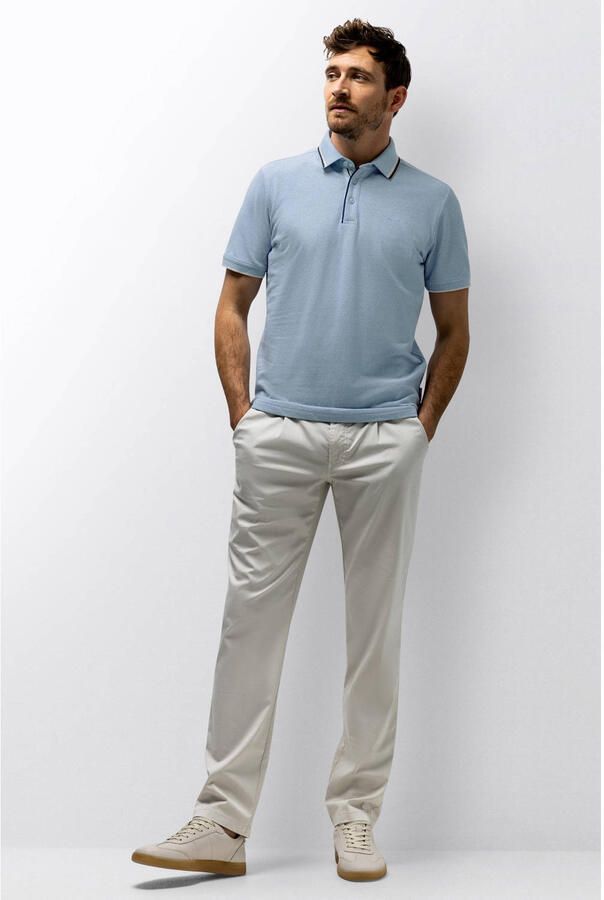 State Of Art Polo Shirt Korte Mouw Poloshirt Tipping Cotton Linen Lichtblauw - Foto 3