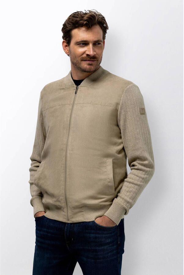 State of Art suede vest rib gebreid beige
