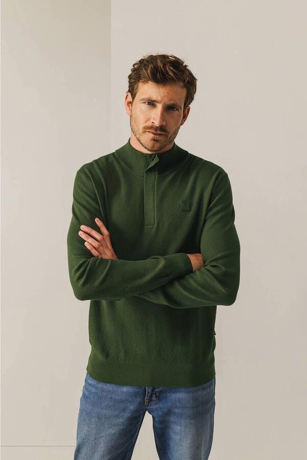 State Of Art Sweater Half Zip Trui Structuur Donkergroen - Foto 3