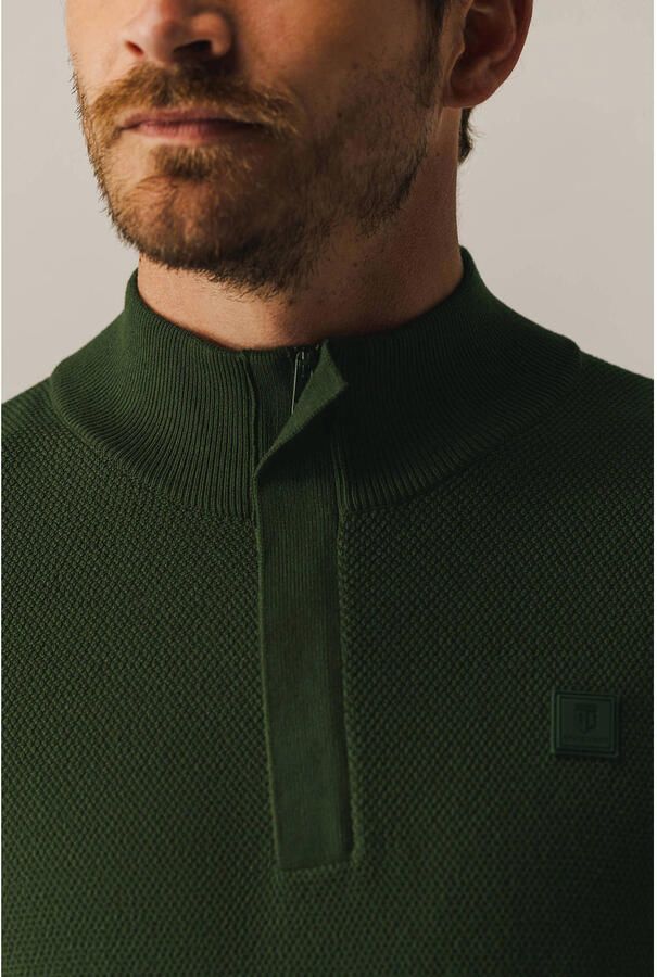 State Of Art Sweater Half Zip Trui Structuur Donkergroen - Foto 1