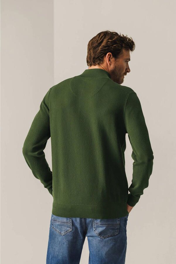 State Of Art Sweater Half Zip Trui Structuur Donkergroen - Foto 2