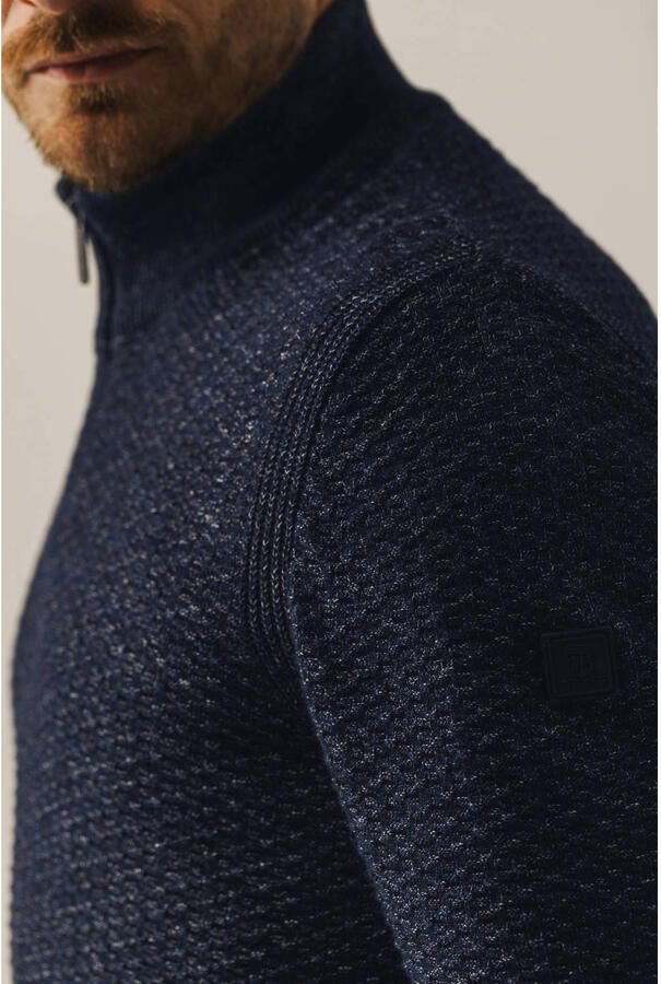 State of Art vest met ingebreid patroon donkerblauw