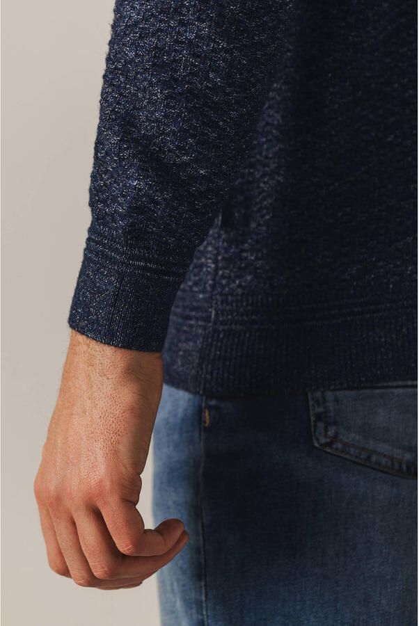 State of Art vest met ingebreid patroon donkerblauw - Foto 2