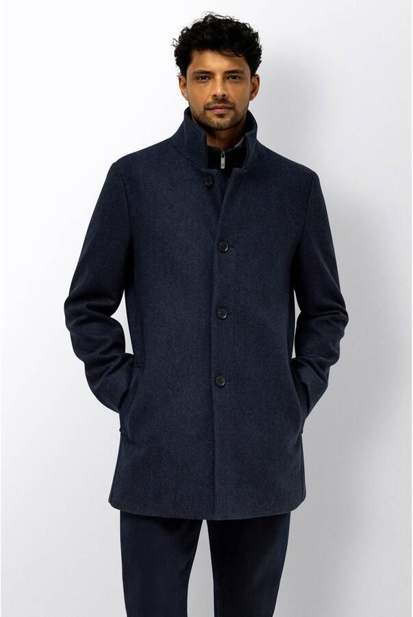 State of Art wintermantel met wol dark-blue