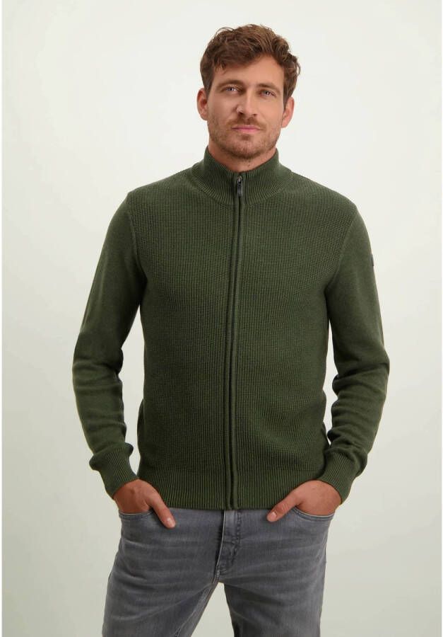 State of Art Vest Zip Plain Donkergroen