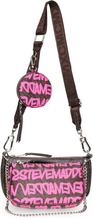Steve Madden crossbody tas Burgentg met all-over print bruin fuchsia