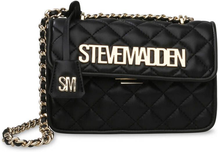 Steve Madden doorgestikte crossbody tas Bfreya zwart