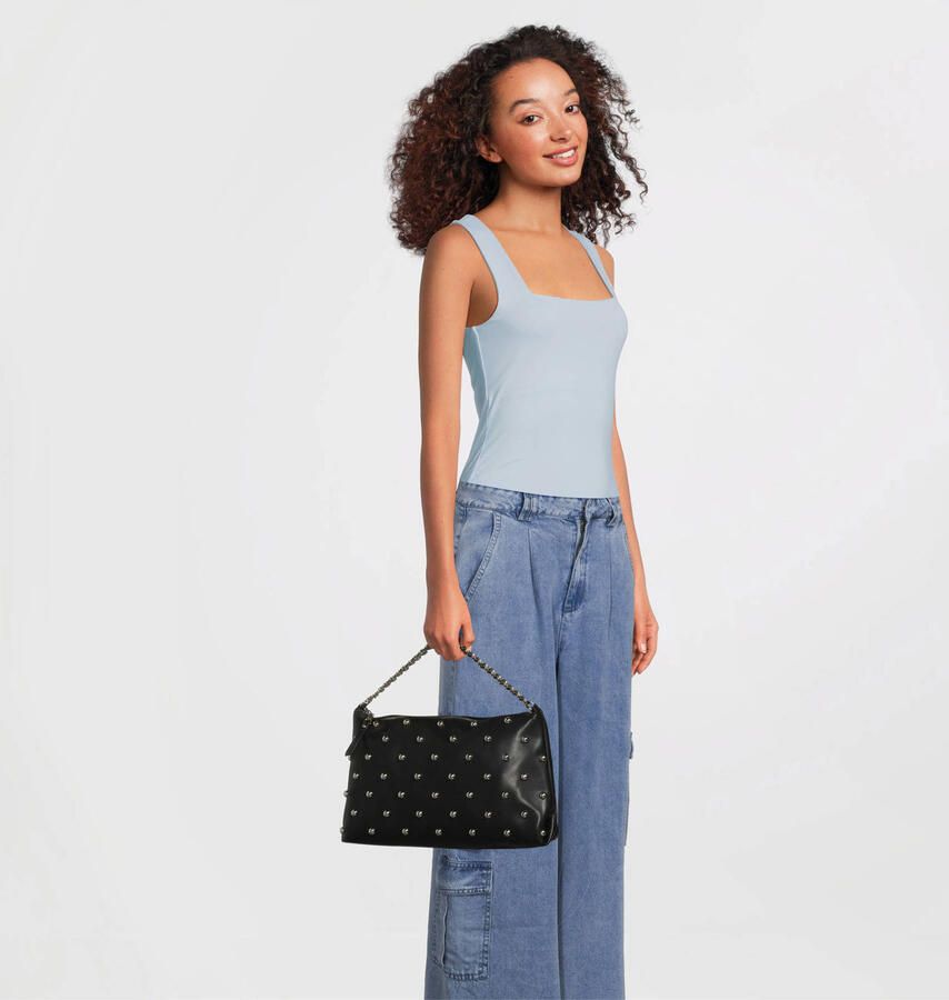 Steve Madden schoudertas met studs Brandyy zwart
