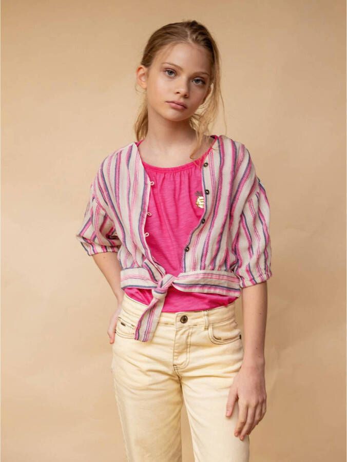 Street called Madison gestreepte top CARLIE ecru Meisjes Katoen V-hals 152