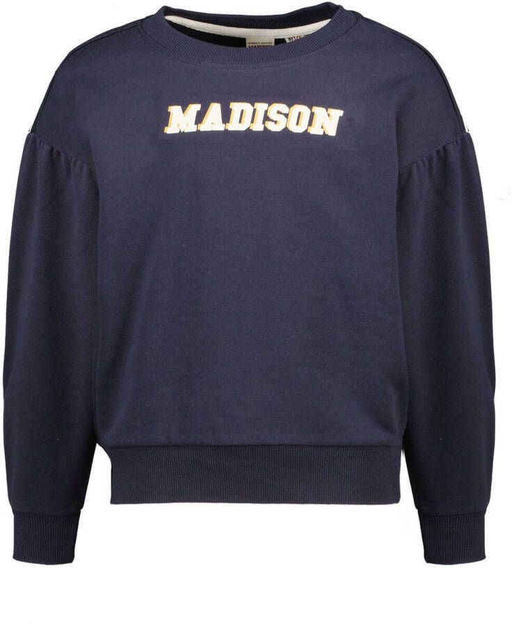 Street called Madison sweater met logo donkerblauw