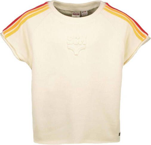Street called Madison T-shirt Juicy met contrastbies offwhite multicolor Ecru Meisjes Sweat Ronde hals 128