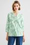 Street One blousetop met linnen en bladprint lichtgroen wit - Thumbnail 1