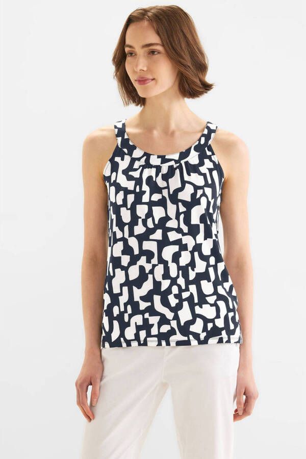 Street One top met all over print donkerblauw wit