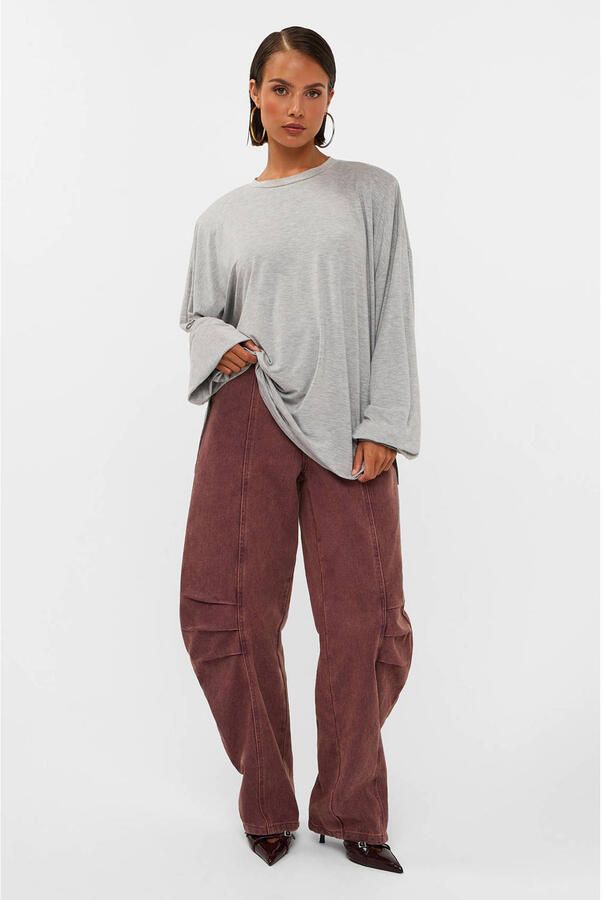 Studio AMAYA barrel jeans donkerrood - Foto 3