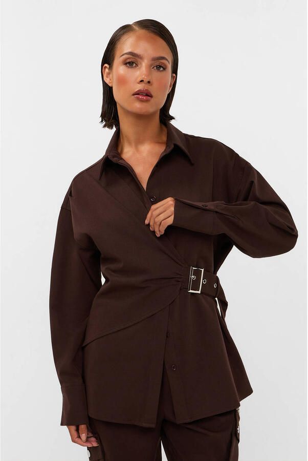 STUDIO AMAYA Dames Blouses Roos Blouse Bruin - Foto 5