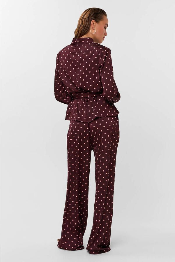 Studio AMAYA blouse met ceintuur en stippen donkerrood - Foto 3