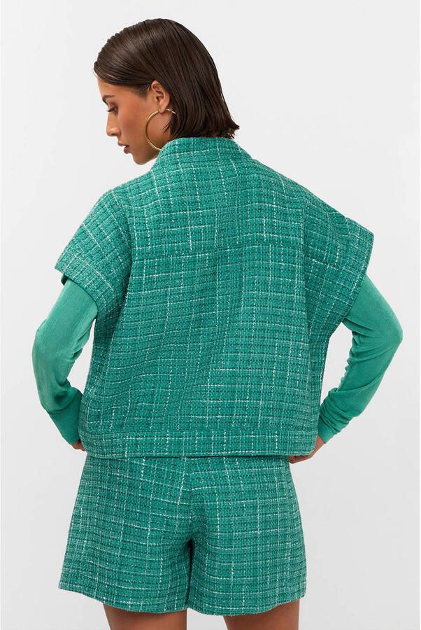 Studio AMAYA bouclé gilet met glitters groen - Foto 3